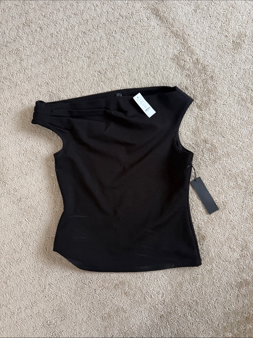 White House Black Market Black Asymmetric One-Shoulder Tank